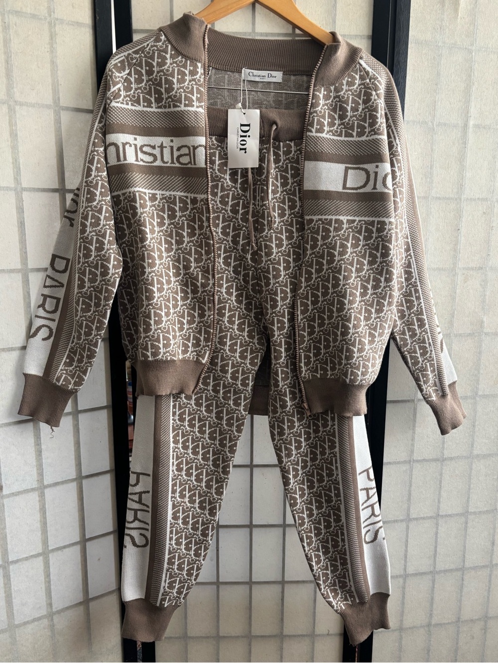 Fashion Logo Knit Zip Jacket & Joggers Set